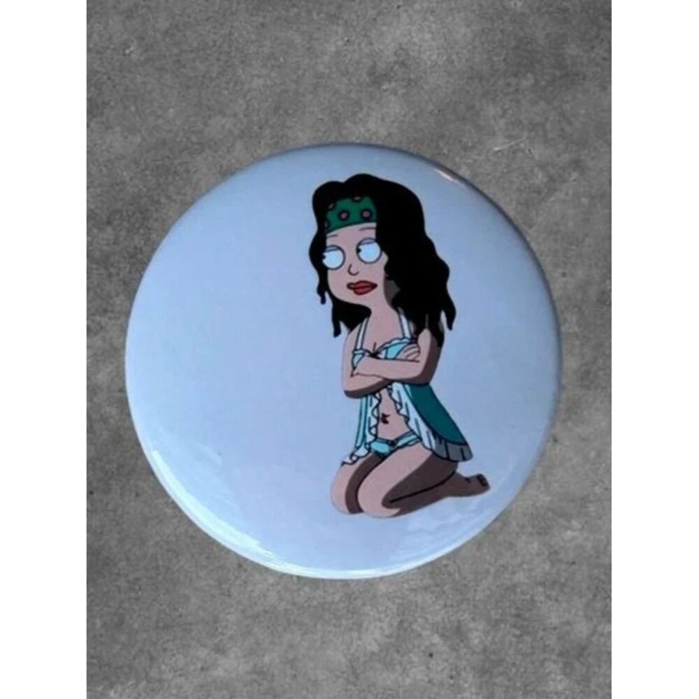 Handmade 2.25” American Dad button featuring Francine Smith